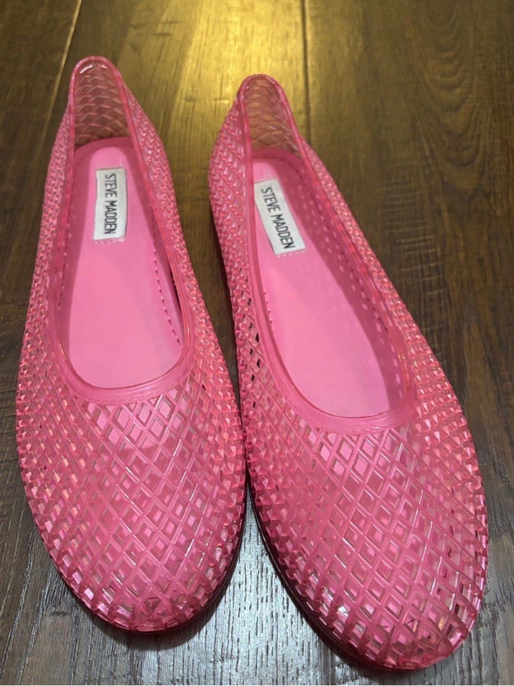 Steve Madden Pink Woven Jelly Ballet Flats